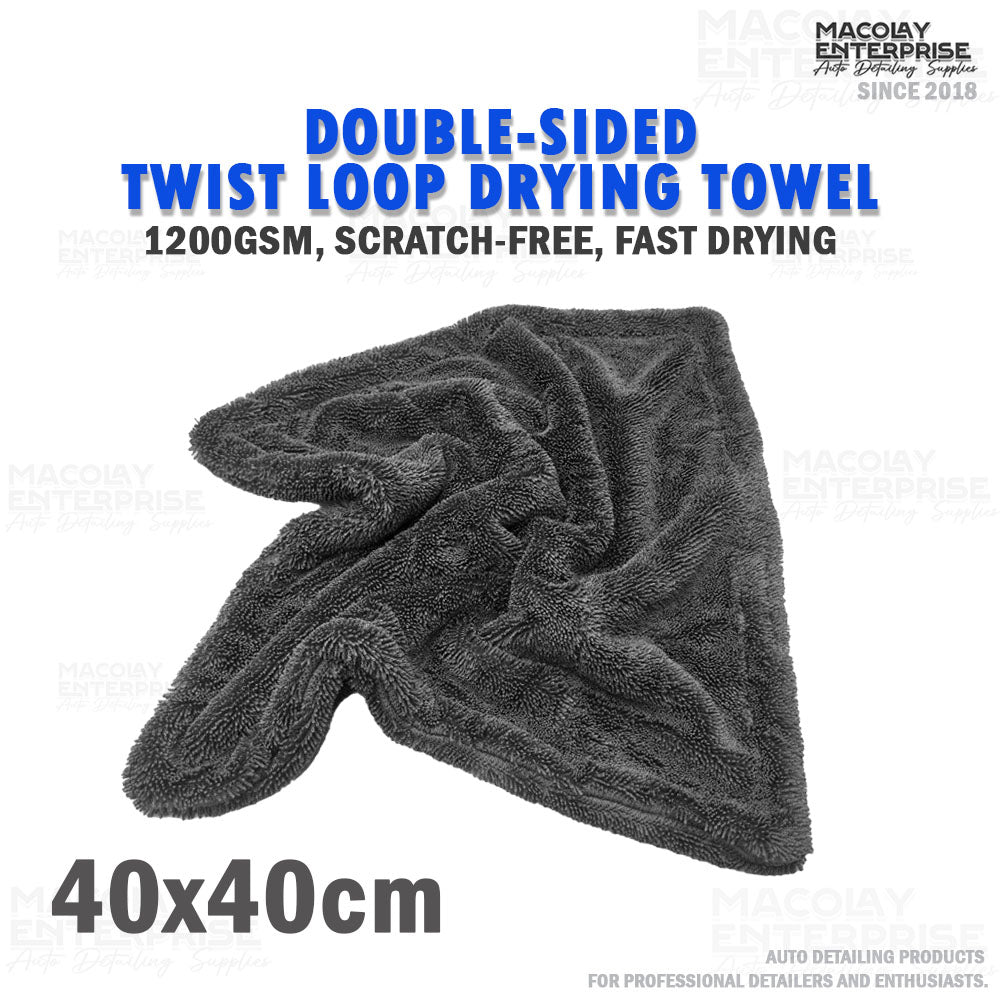 Gray Double-Sided 1200gsm Twisted Fiber Car wash Drying Towel