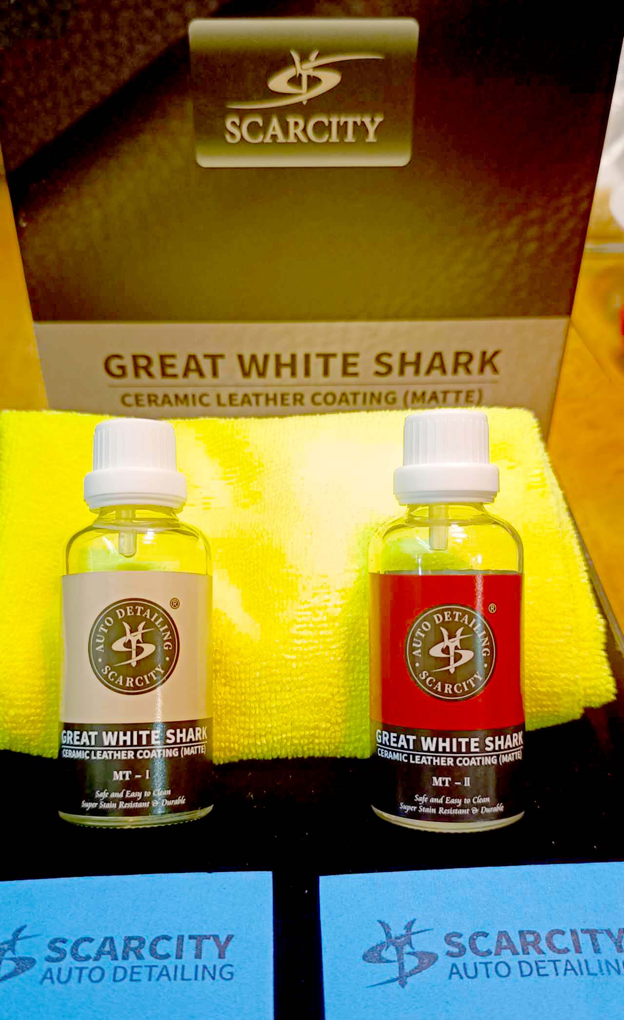 SCARCITY Gloss or Matte Leather Coating Great White Shark 2-Layer Coating Set