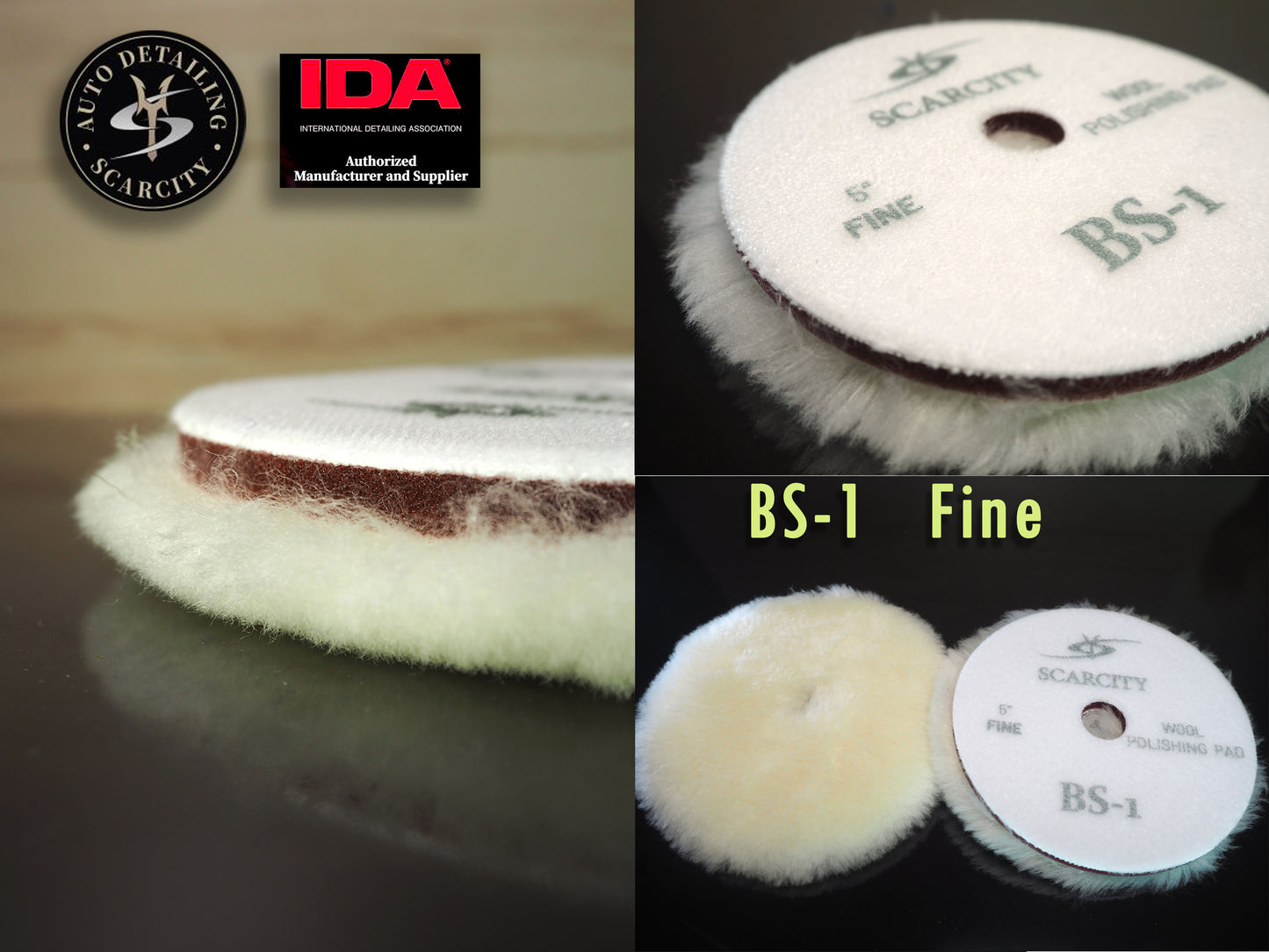 PO-027 SCARCITY 5" Coarse, Medium, or Fine Cut Premium Buffing WOOL Pad