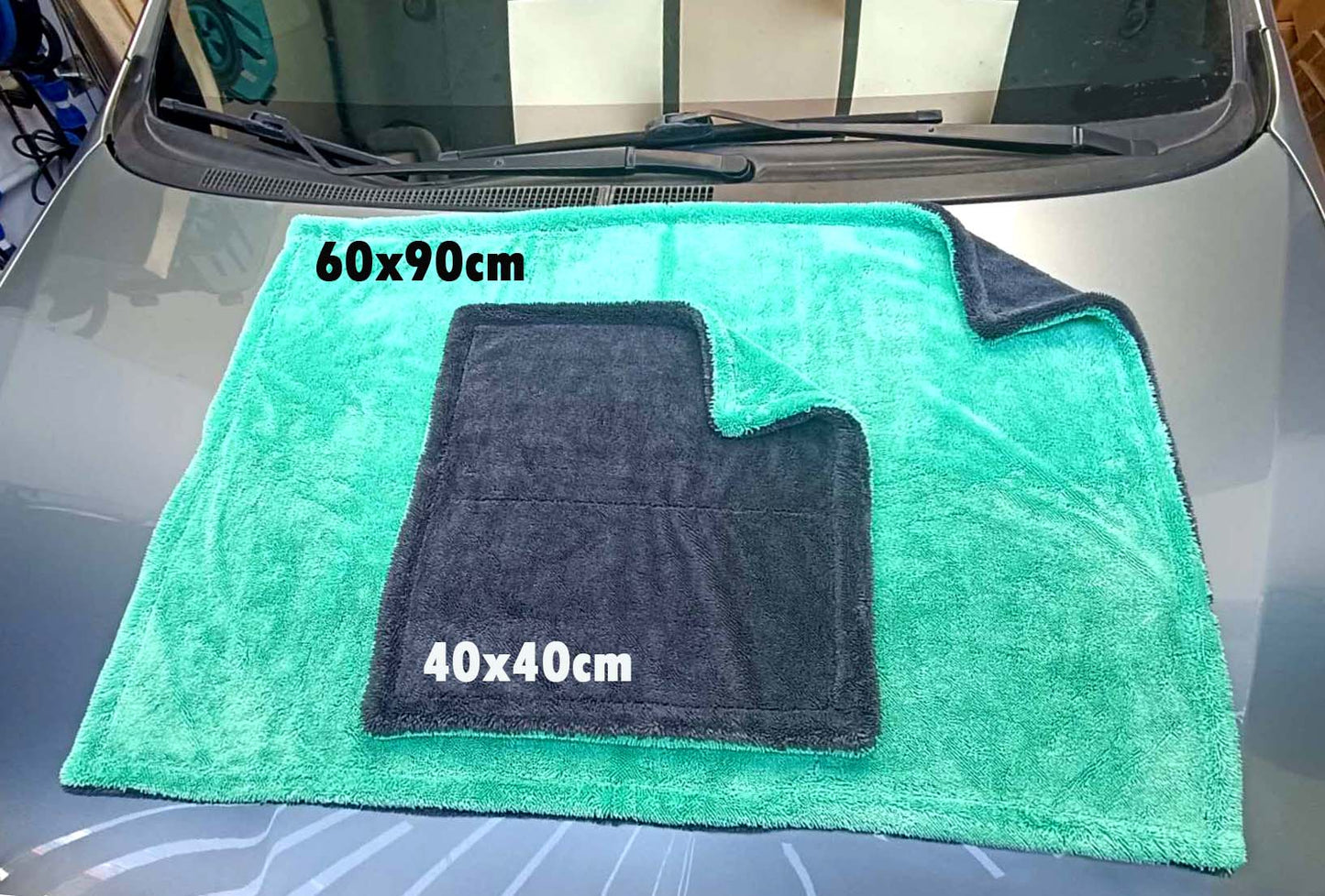 Green-Gray Double-sided Twisted Fiber Car Wash Drying Towel