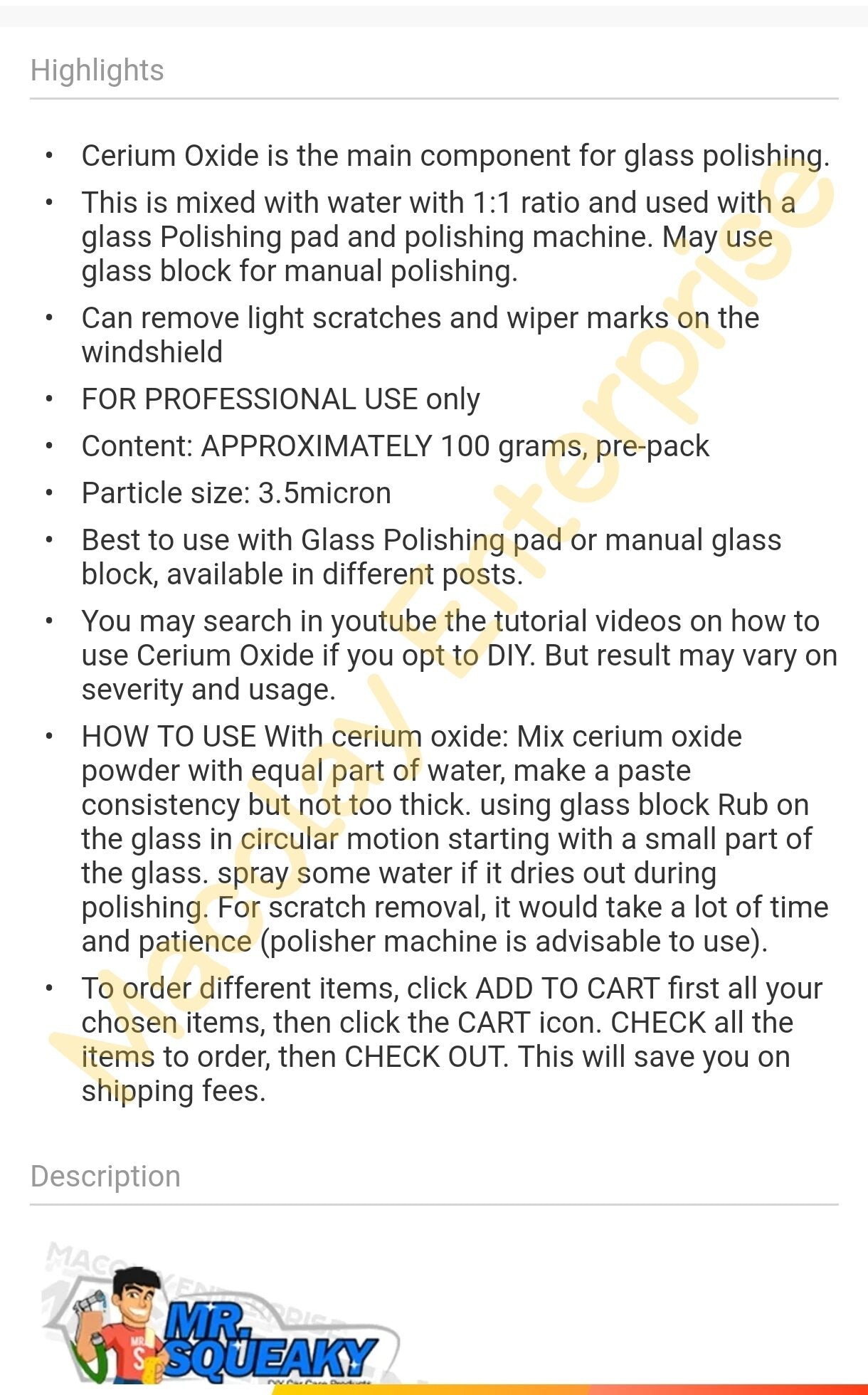 AP-005 Glass Block, Windshield Polishing Block