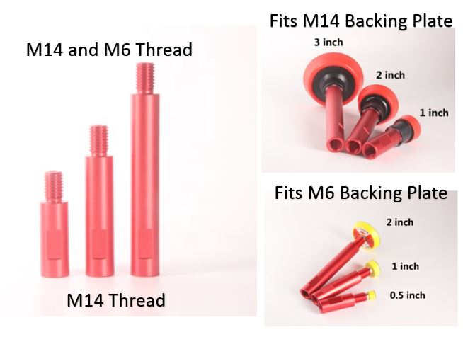 PO-016 M14 to M14 and M6 thread Rotary polisher Extension Shaft