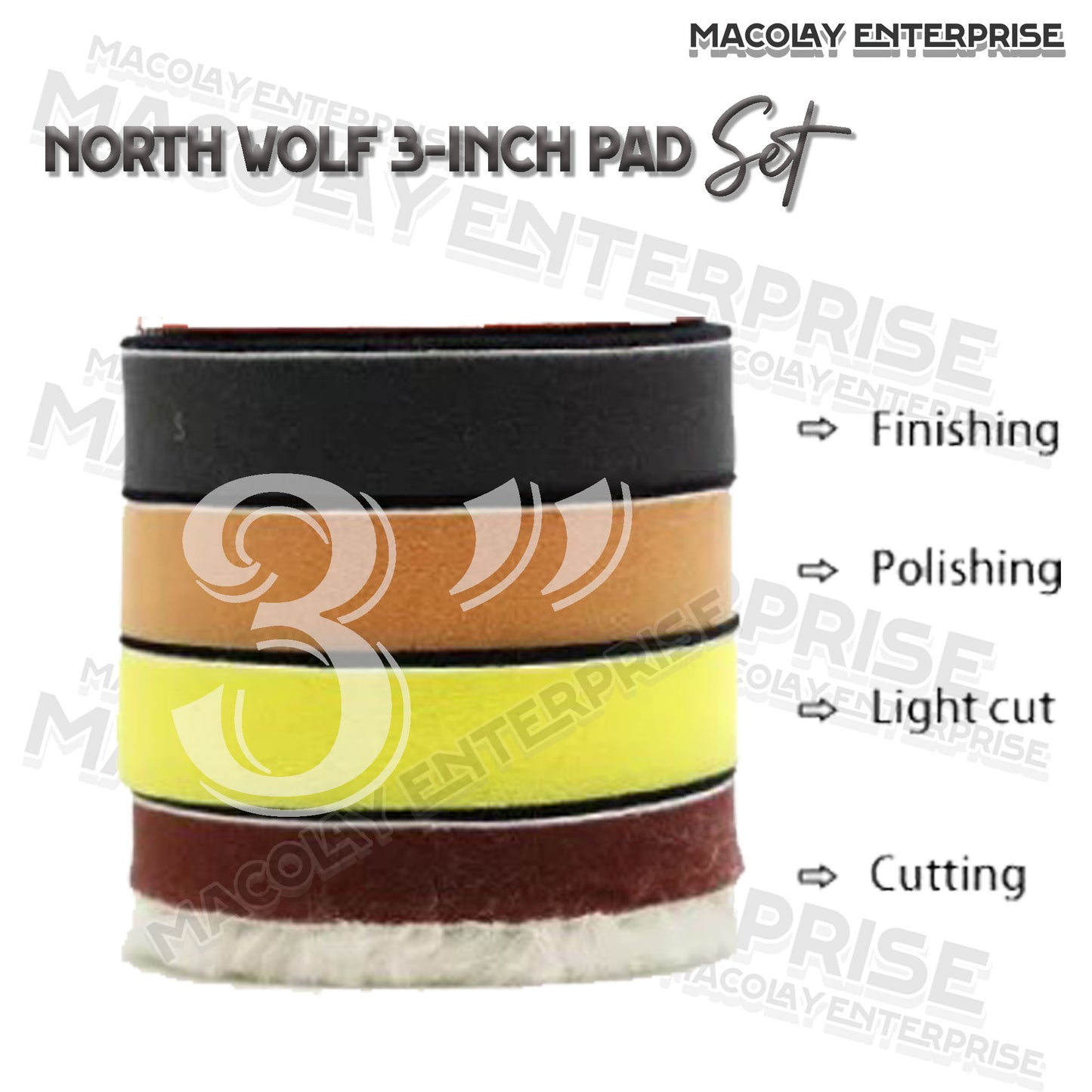 North Wolf 3" Budget Buffing Pad Set