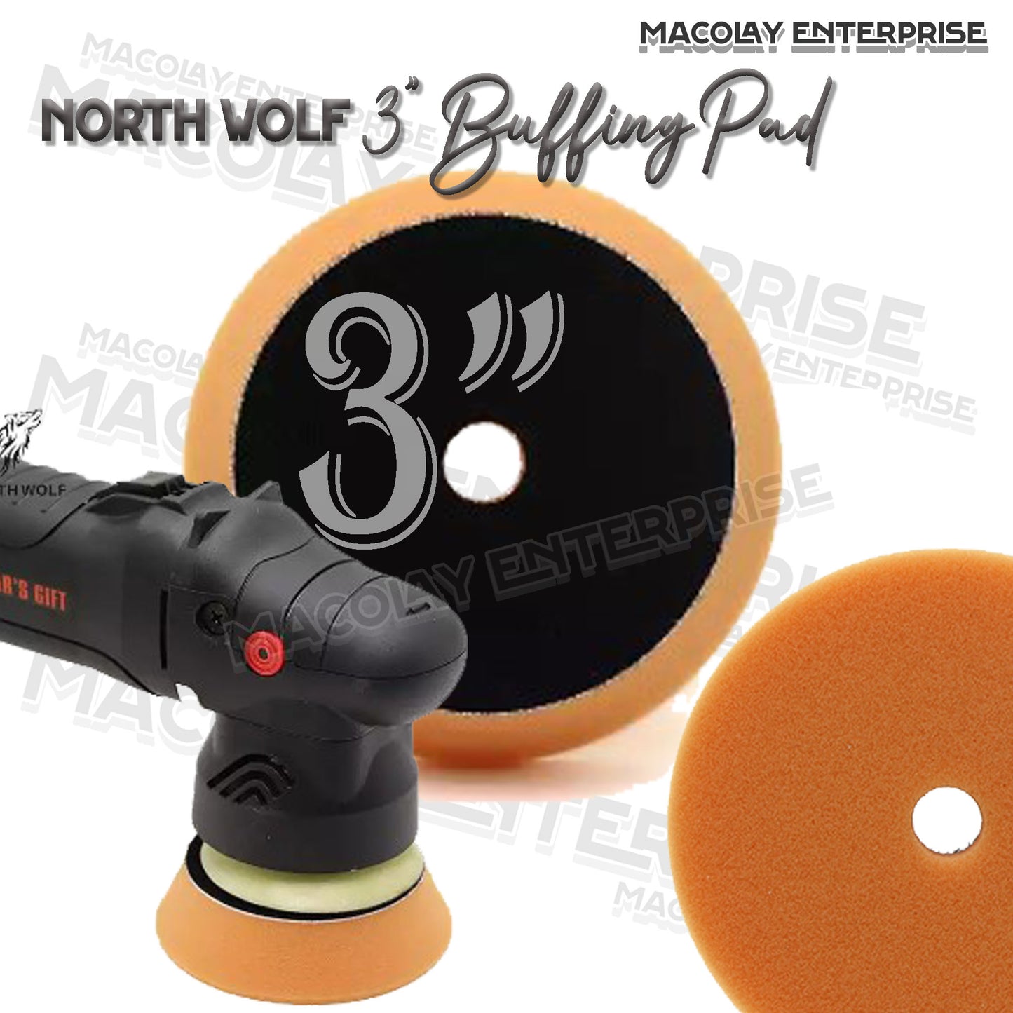 North Wolf 3" Orange Buffing Foam Pad