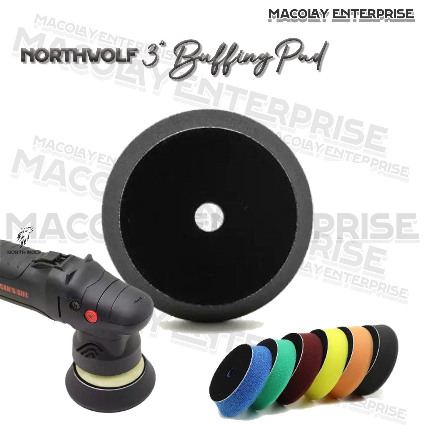 North Wolf 3" Black Buffing Foam Pad