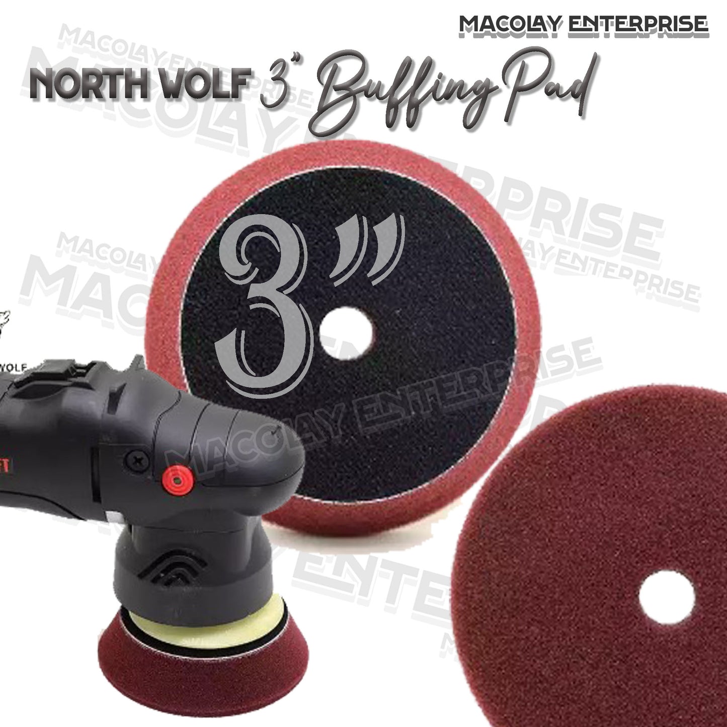 North Wolf 3" Maroon Buffing Foam Pad