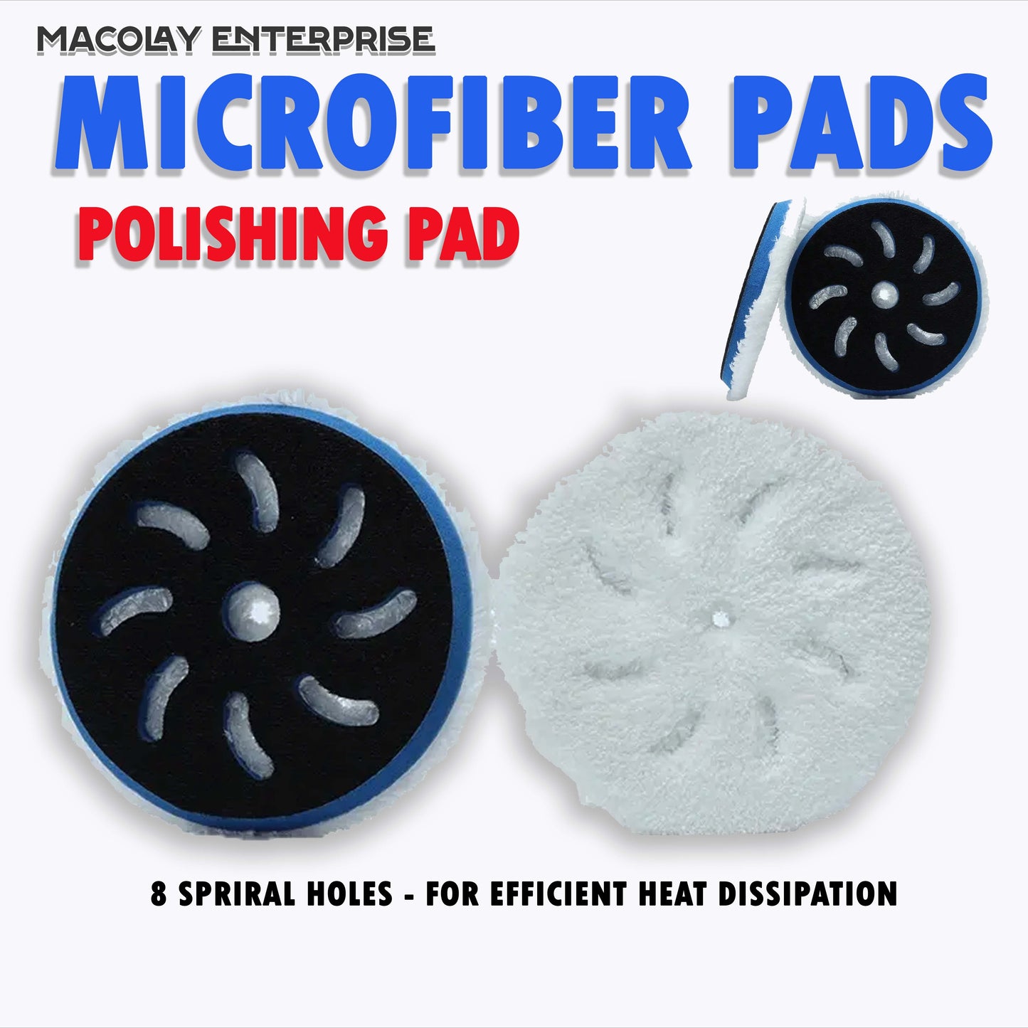 Premium 5" Microfiber Buffing Pad with Spiral Holes