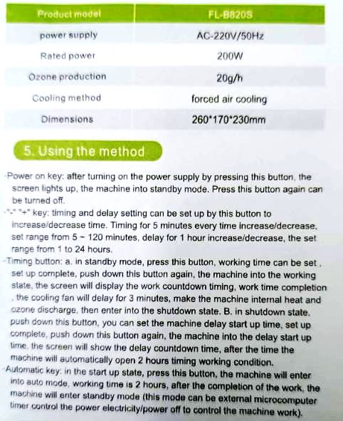 DT-002 20G Ozone Generator Ozonator Ozone Machine 20000mg/hour