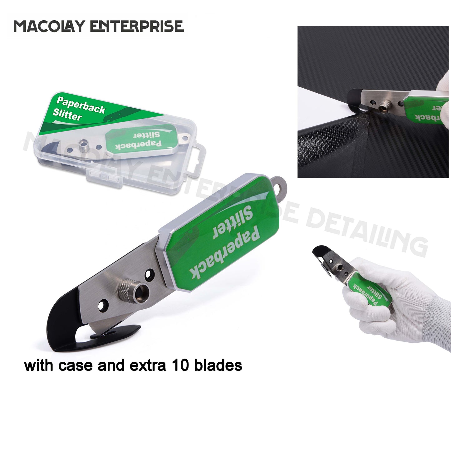 WR-011 Paperback Slitter Steel Handle with 10 extra blades for Car PPF