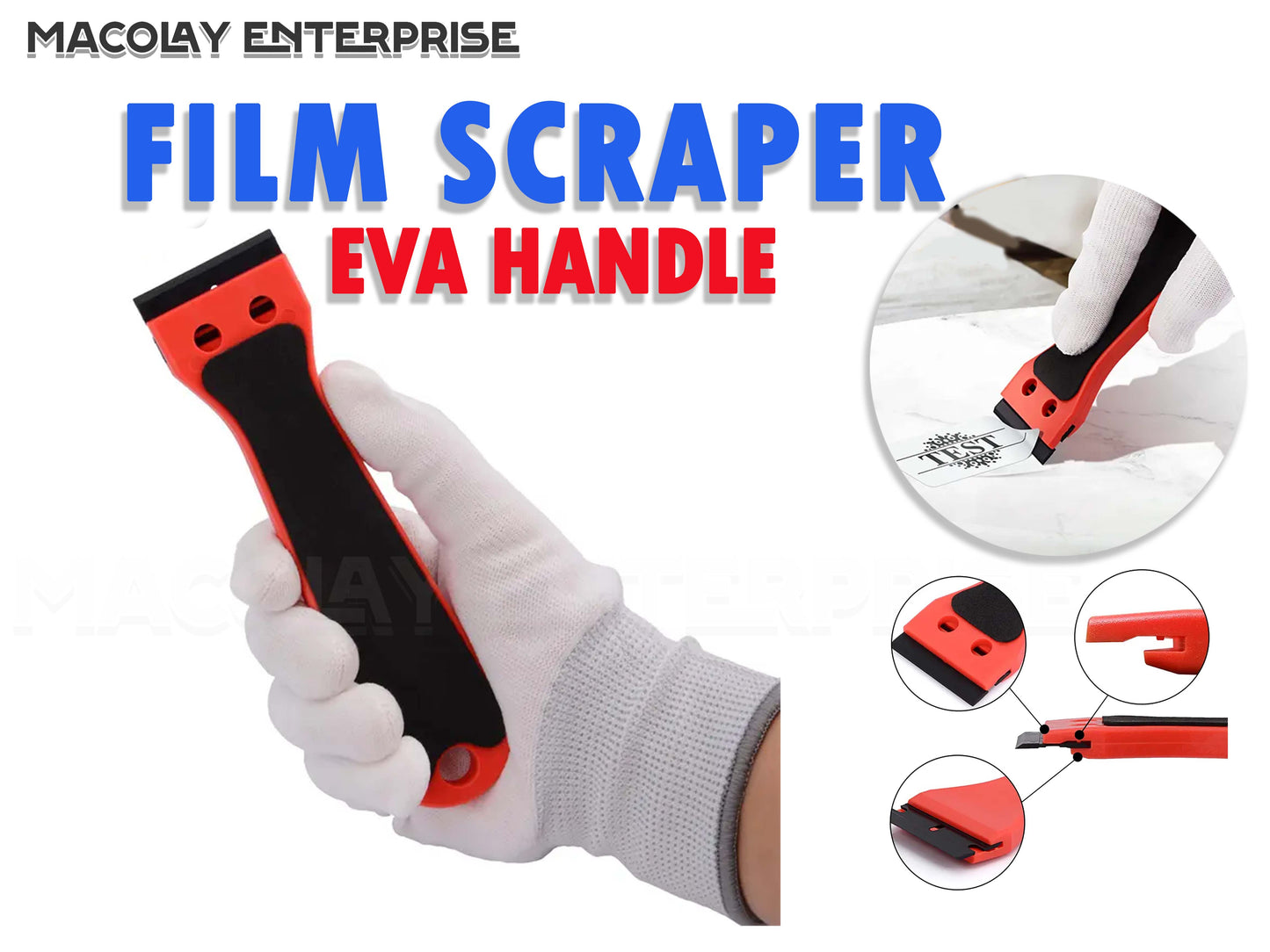 WR-075 Red Plastic Scraper for Car PPF