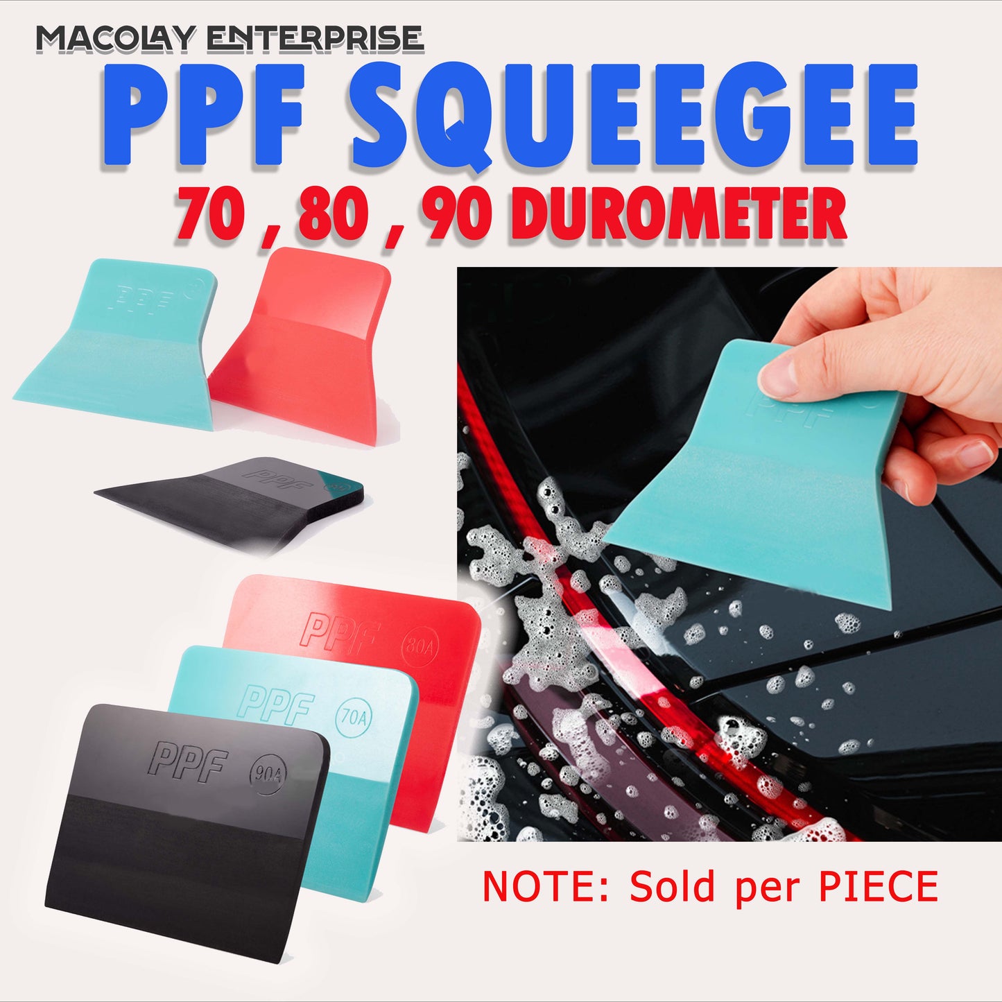 WR-78 Green, Red, Black Car PPF Rubber Squeegee