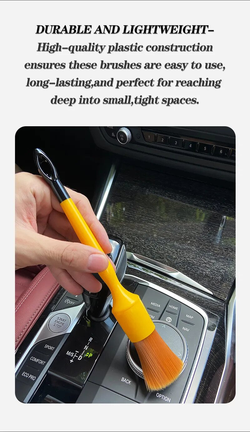 IN-53 Fine Tip Brown Bristle 5pcs Car Interior Detailing Brush Set