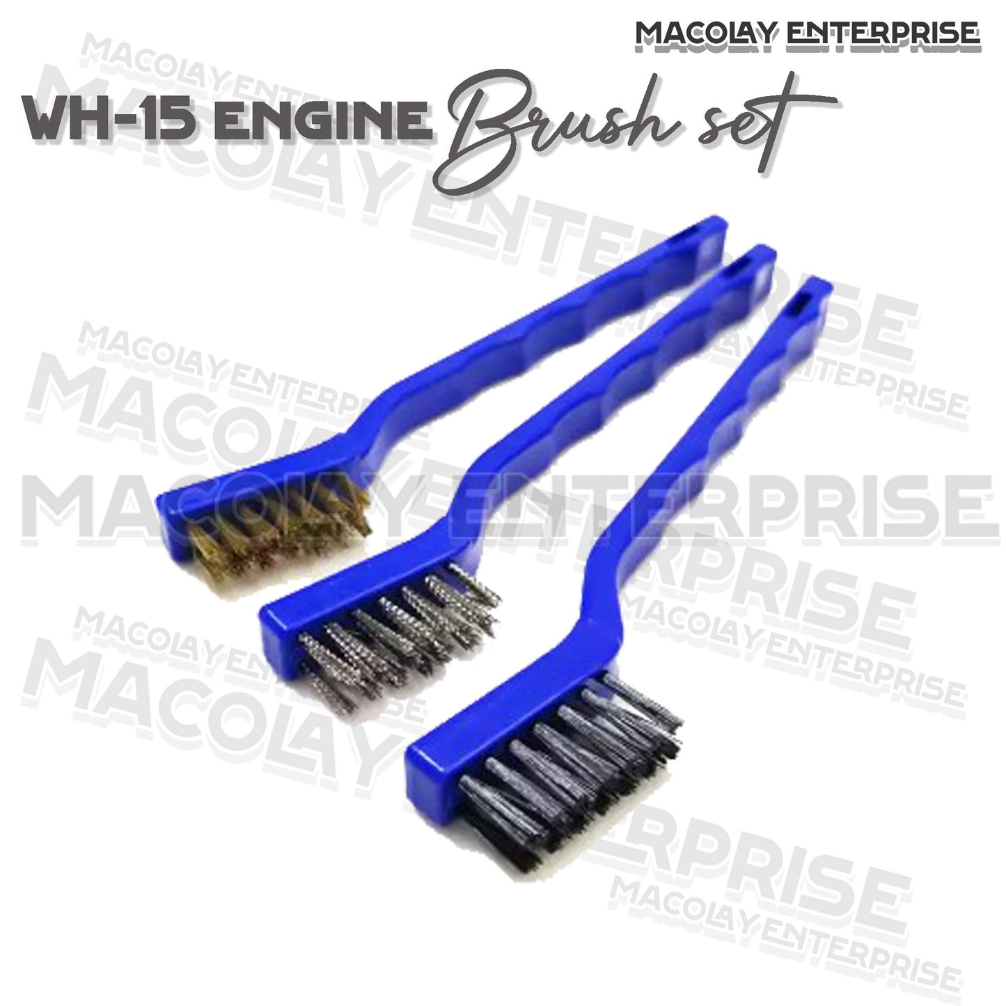WH-15 3-pc Engine Detailing steel, nylon, copper Brush Set