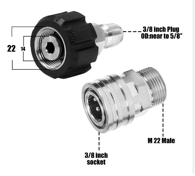 F39 Pressure Washer Quick Connect Set Stainless Fittings