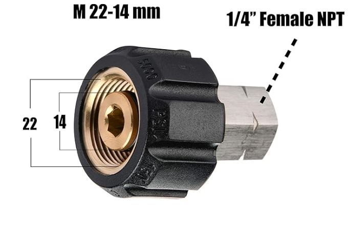 F35 M22-14 Female to 1/4 NPT Female Belt Type Pressure Washer Adapter Fittings
