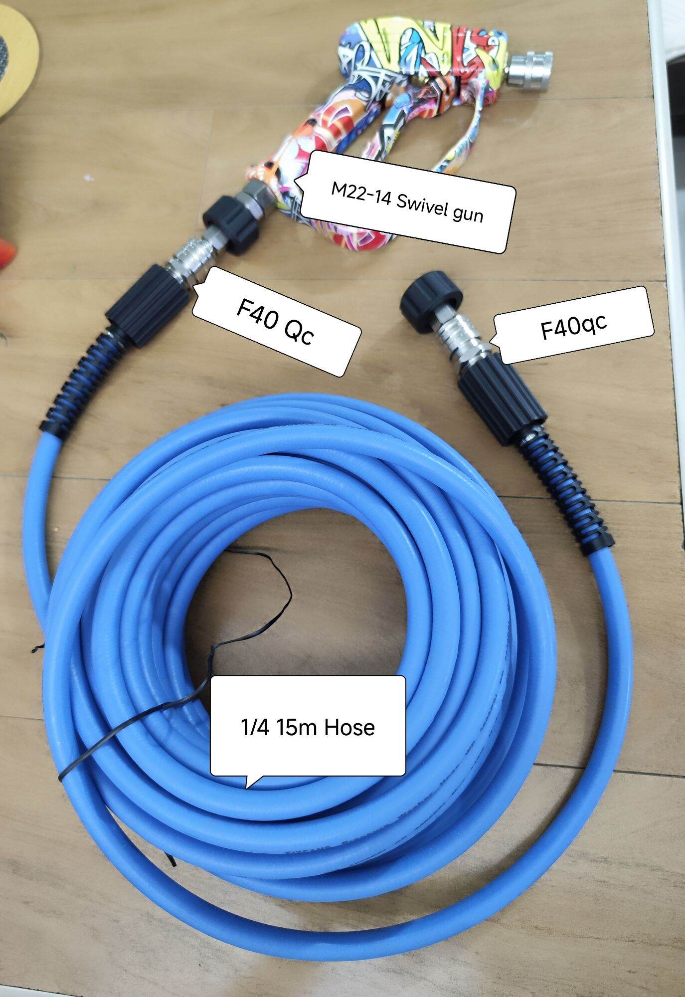 F40 1/4 Size to M22-14 or 3/8 Stainless Pressure Washer Quick Connect Set Fittings