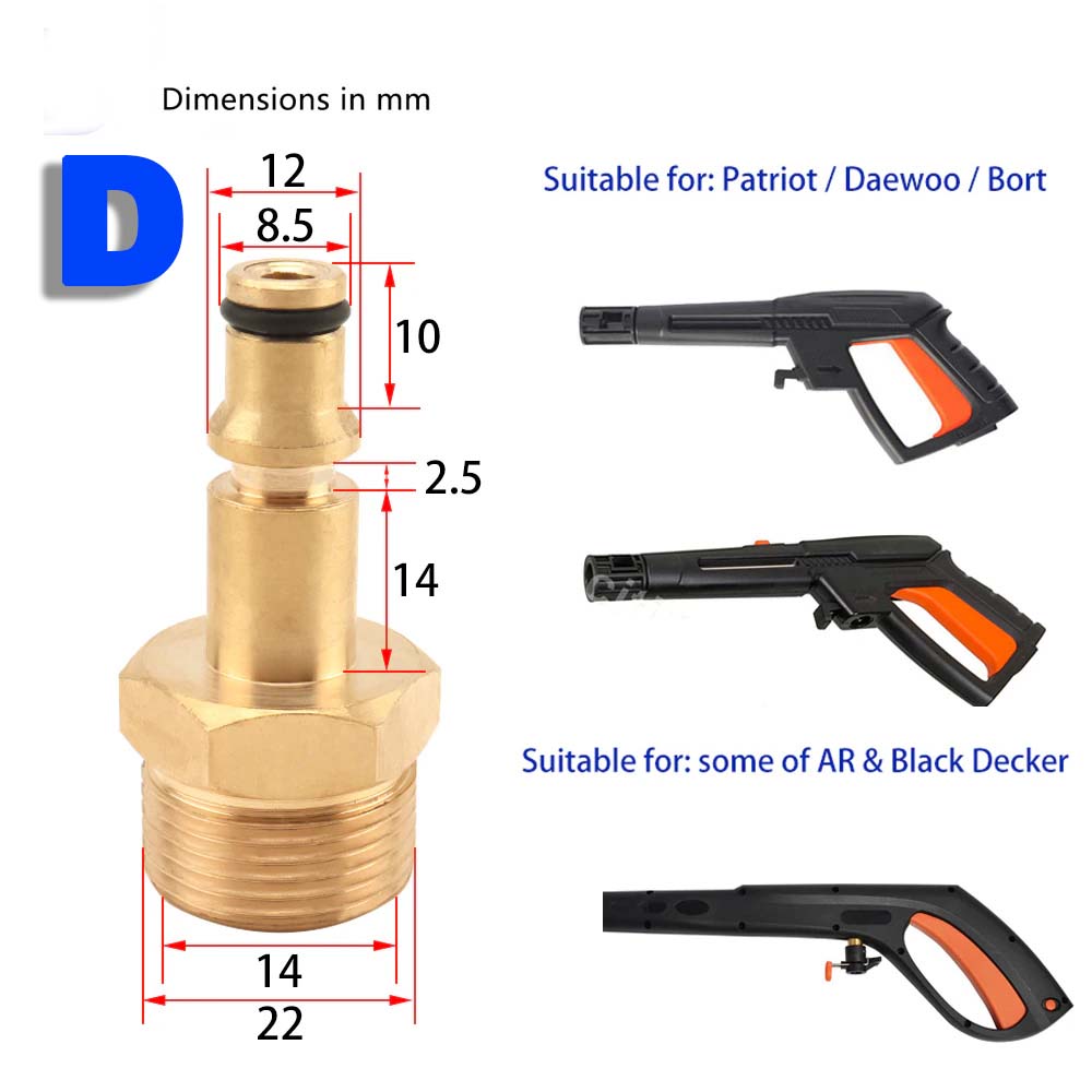 F24 Pressure Washer Fittings Adapter for Gun and Machine