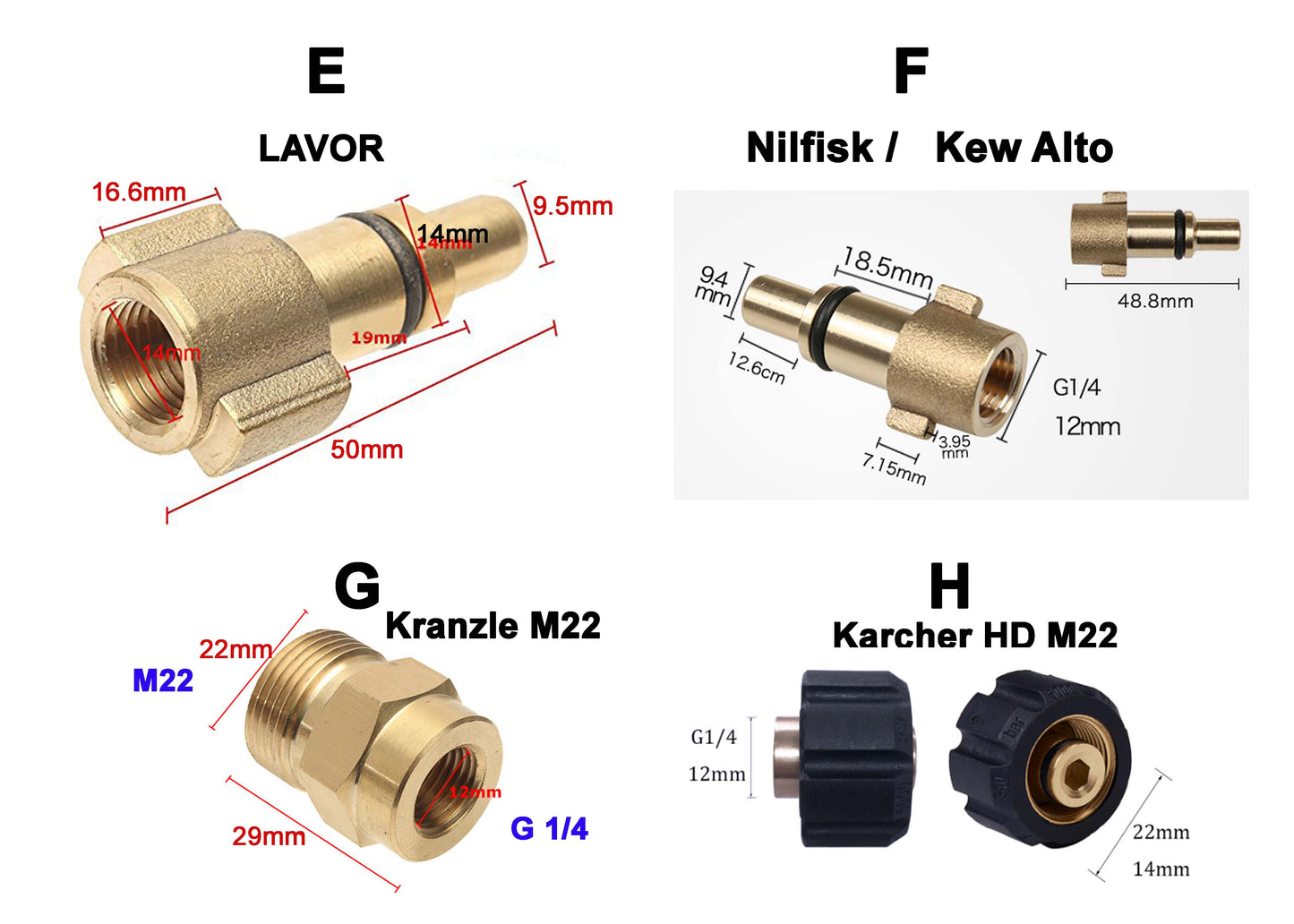 F03 Snow Foam Lance / Foam Cannon Fittings Adapter