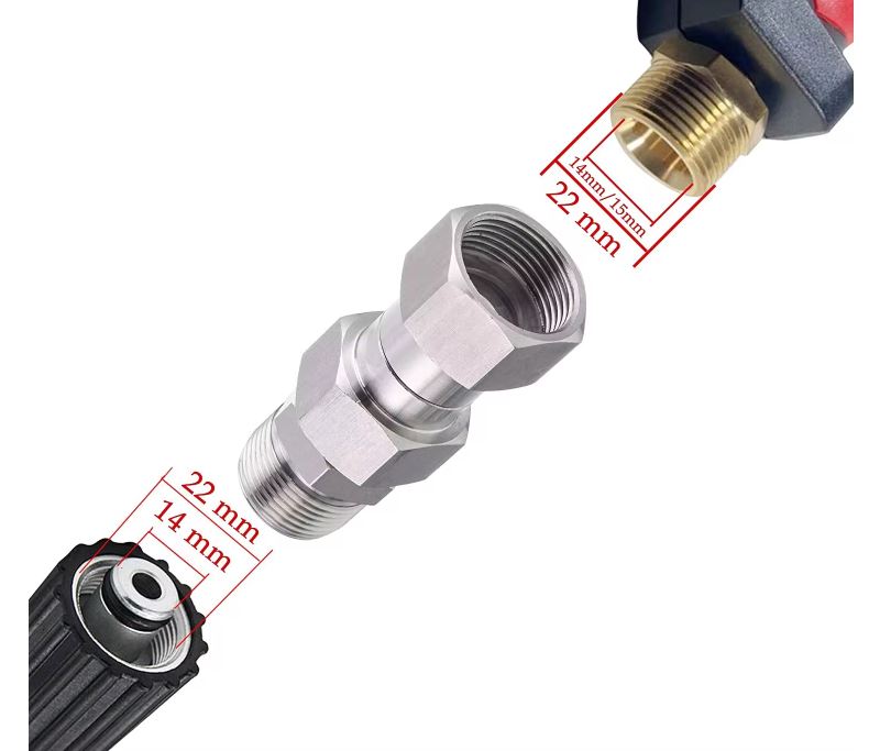 F19 Stainless Swivel Connector for Hose to Pressure Washer Gun Fittings