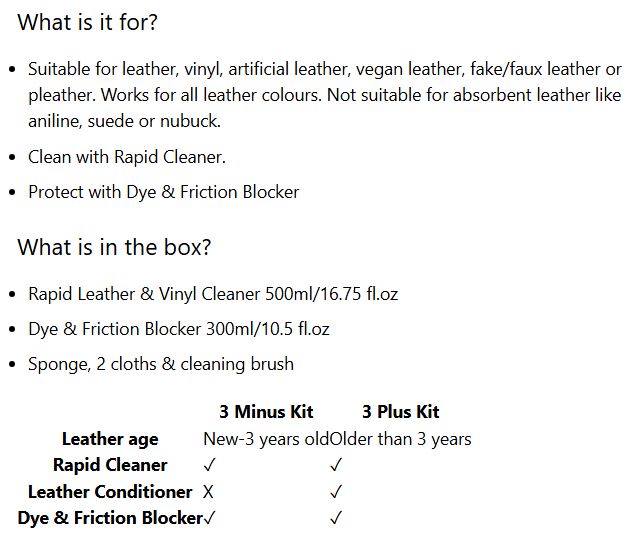 Geist 3 Minus Care Kit for Leather & Vinyl
