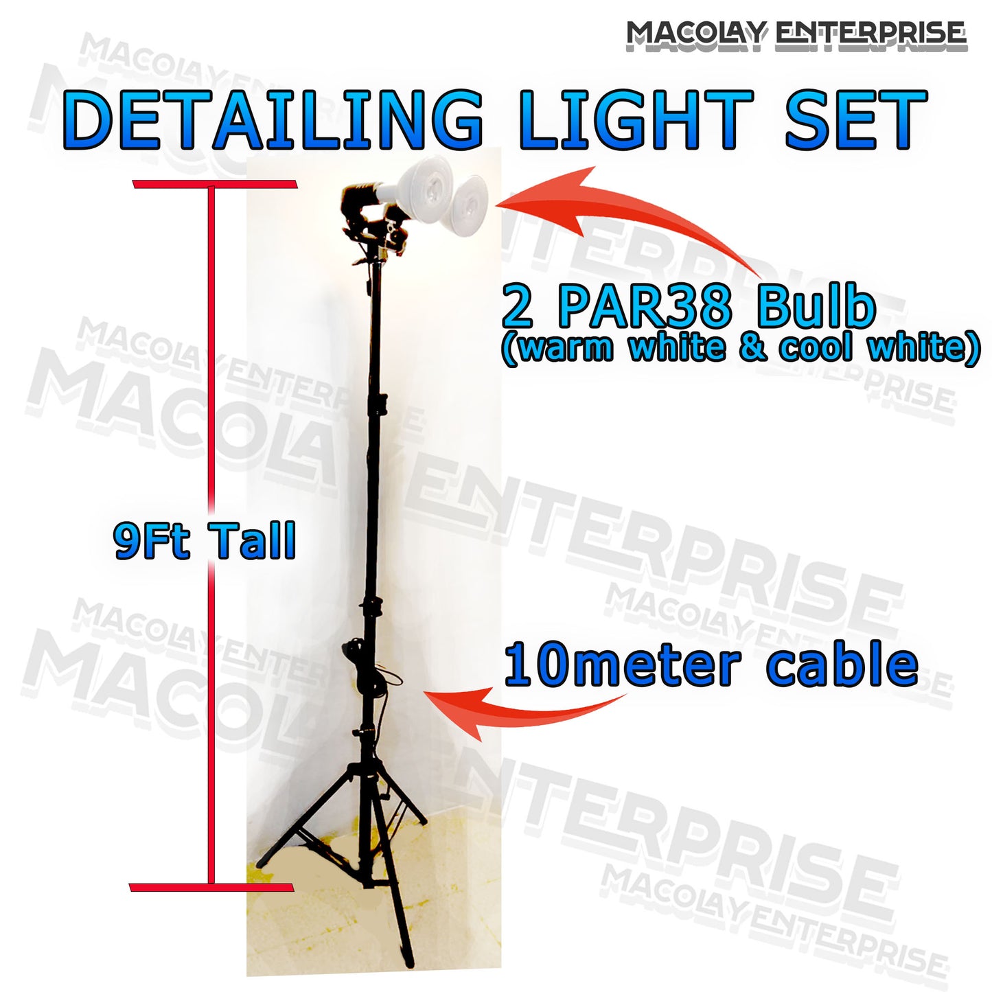 LT-007 Detailing Light Stand with 2 PAR 38 BULB SET