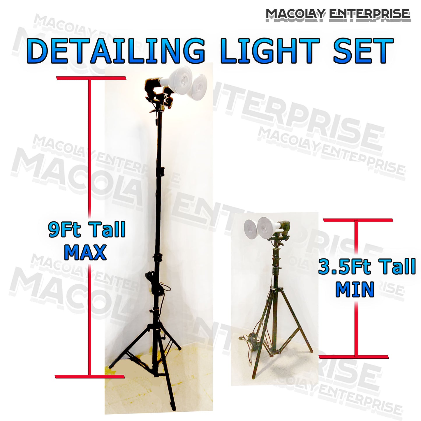 LT-007 Detailing Light Stand with 2 PAR 38 BULB SET