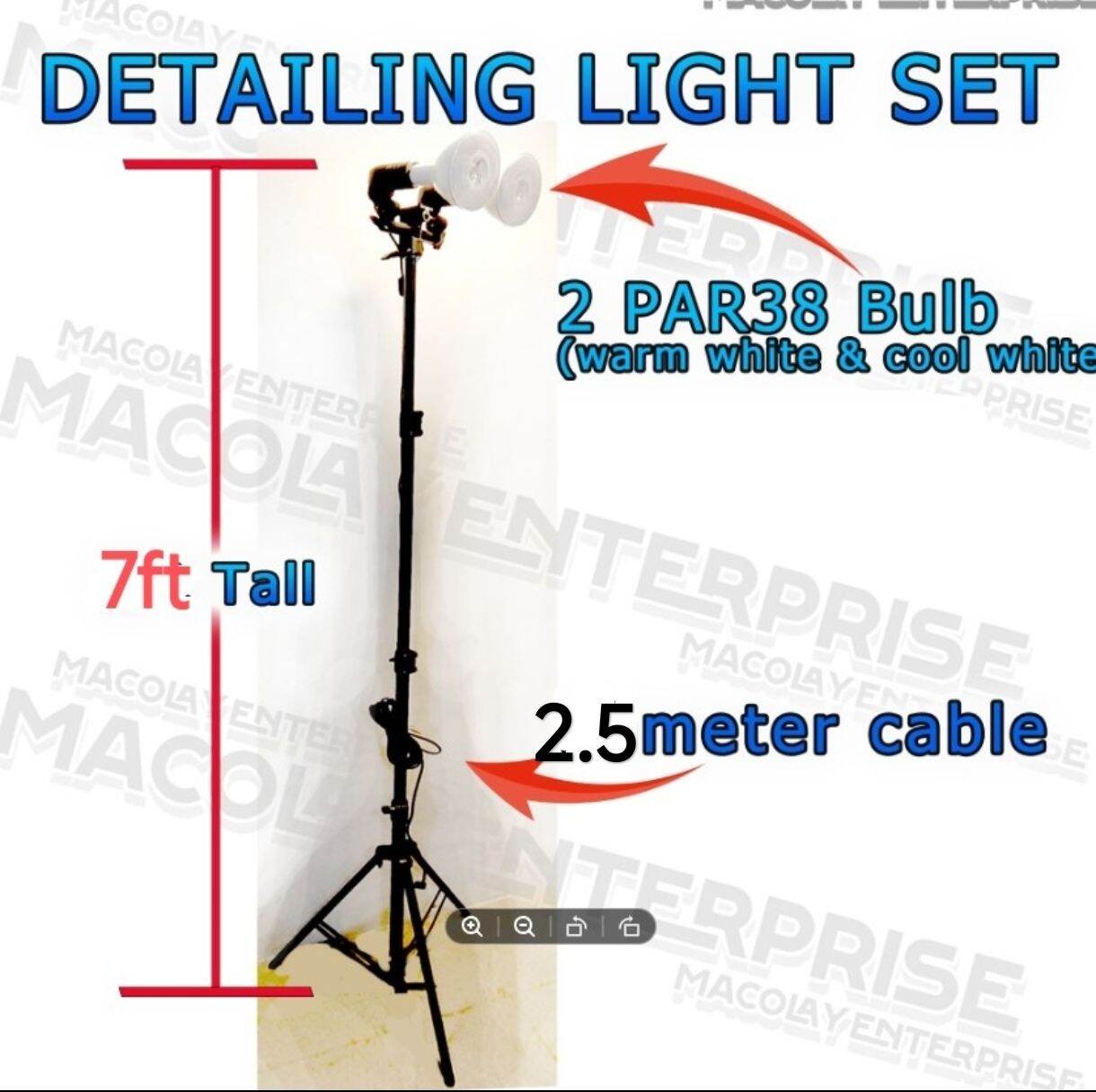 LT-007 Detailing Light Stand with 2 PAR 38 BULB SET