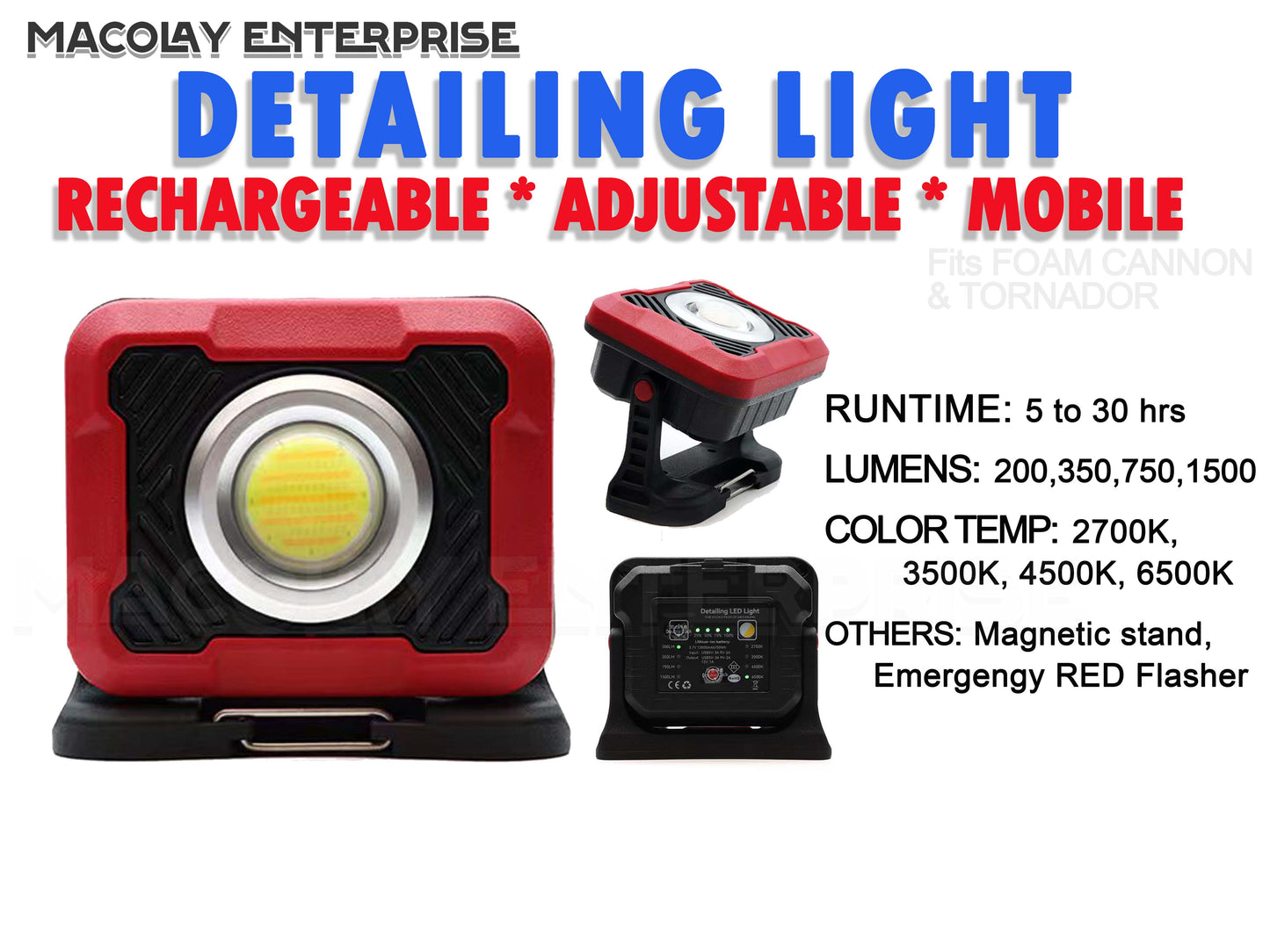 LT-012 Detailing Inspection Light Adjustable Lumens Rechargeable LED COB