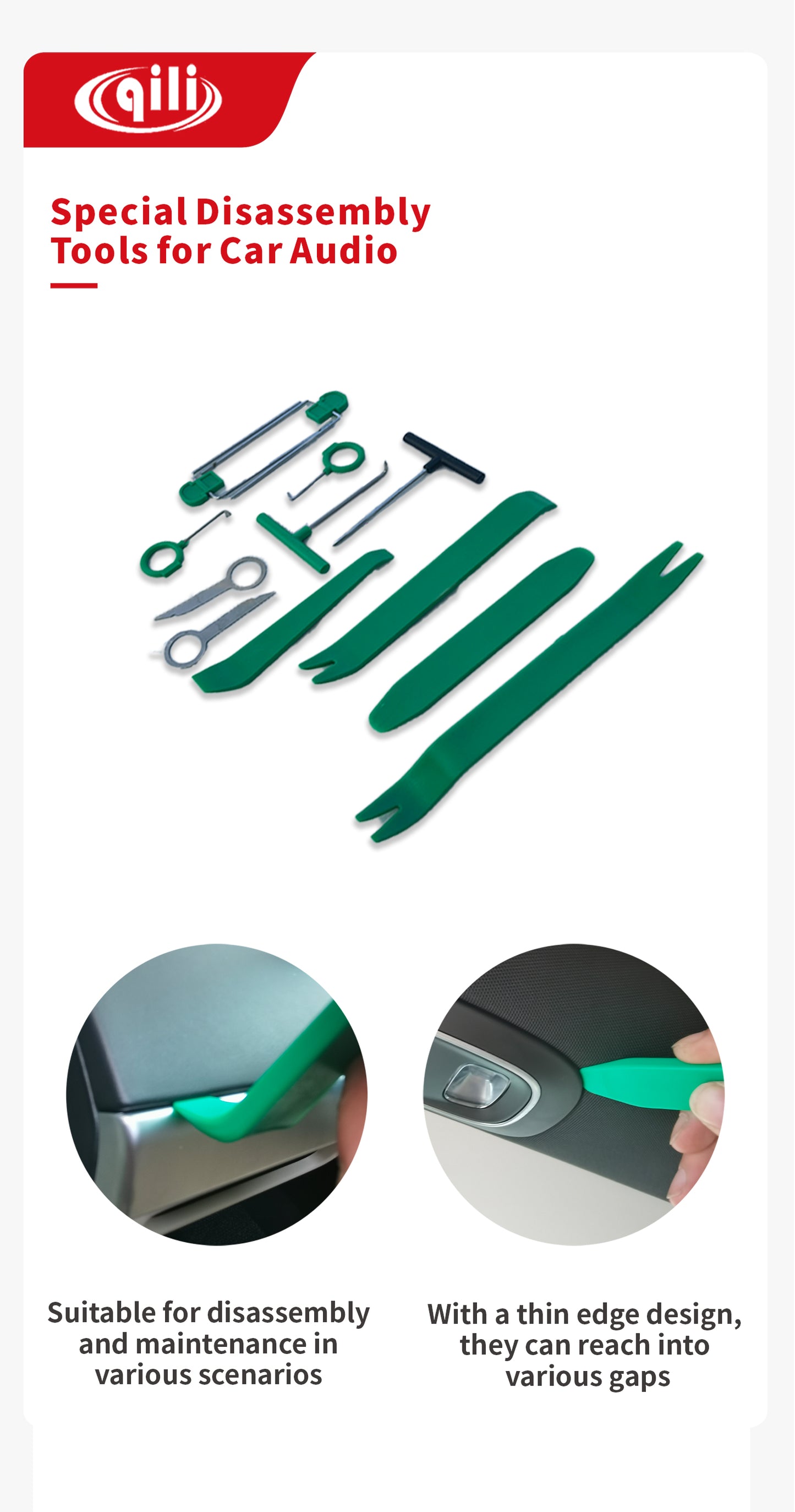 WR-124 QILI 10Pcs Trim Removal Tool- Prying Tool Set