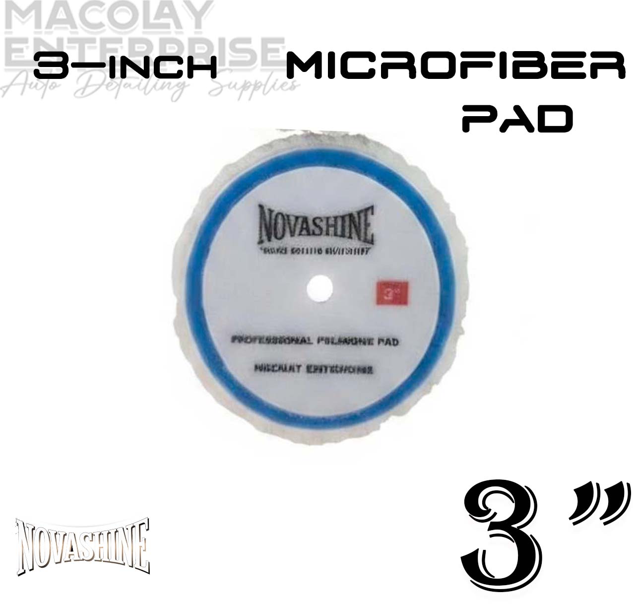 PO-037 Novashine Purple, Stripe or Long Nap WOOL Pad and Microfiber Pad for 5-inch or 3-inch Polishers