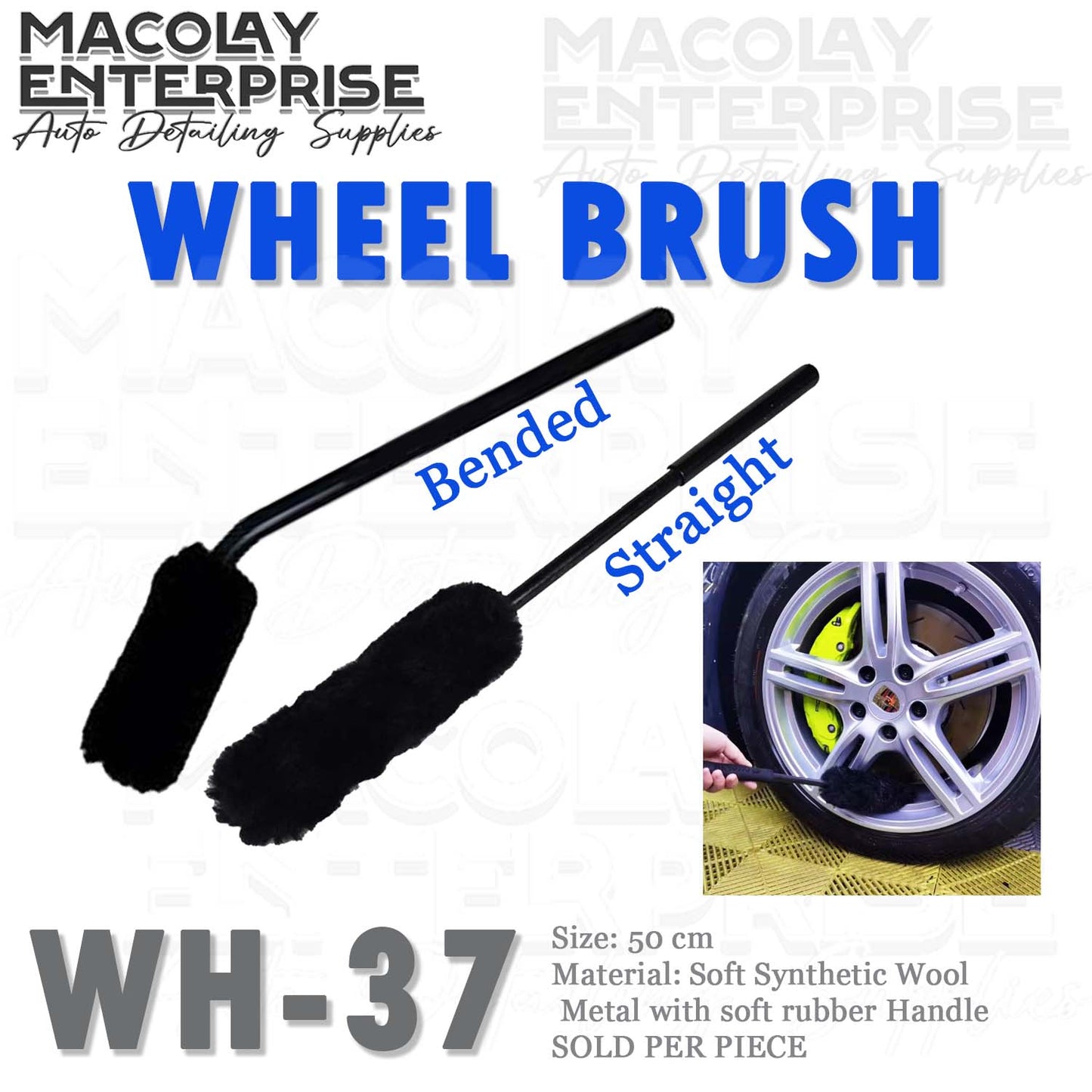 WH-37 Bended or Straight Black Soft Car Wheel Woolies Brush