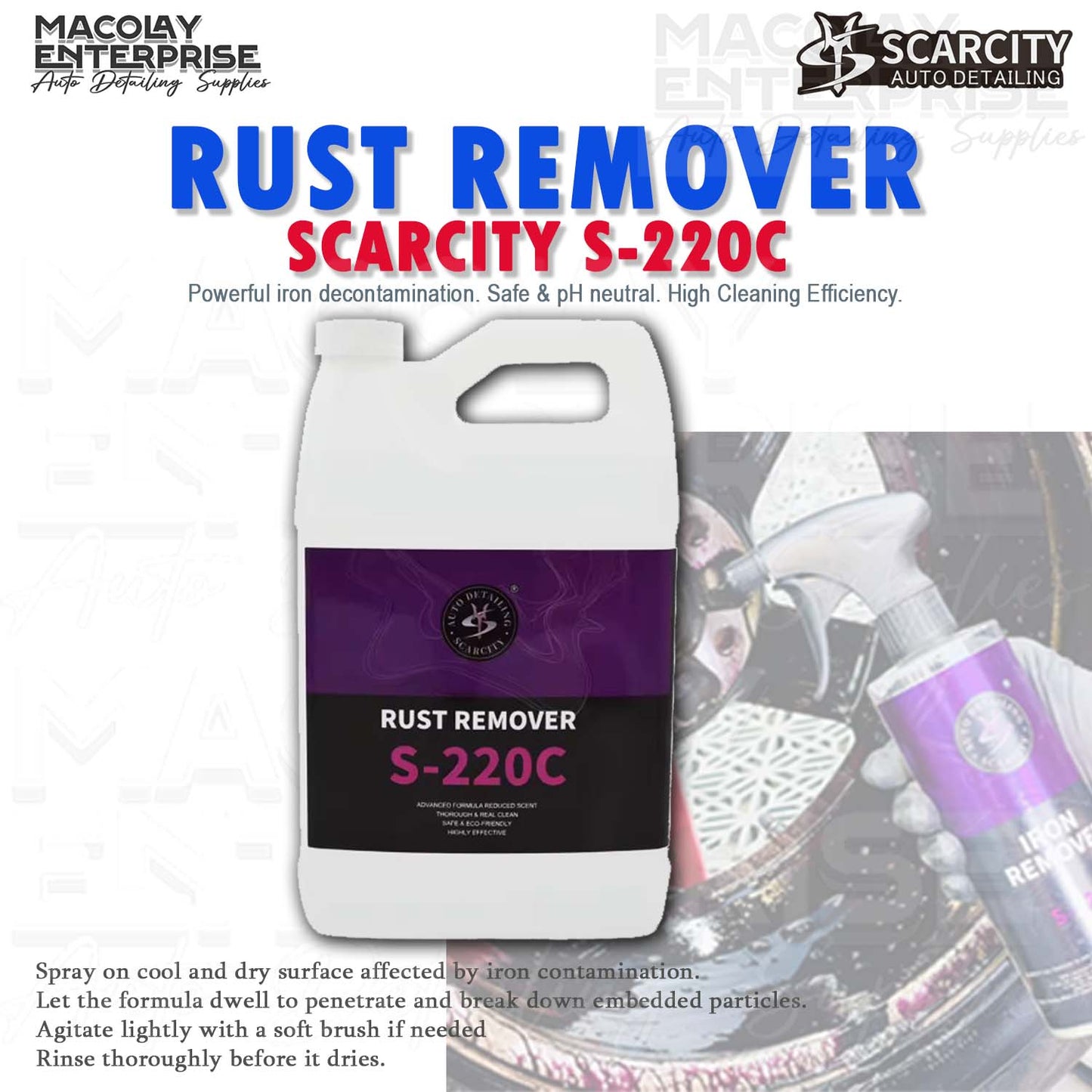 SCARCITY S-220C Car Iron Remover 500ml or 1 Gallon