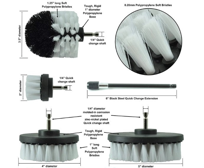 IN-27 Medium Soft Bristles Drill Brush Set Car Upholstery Brush
