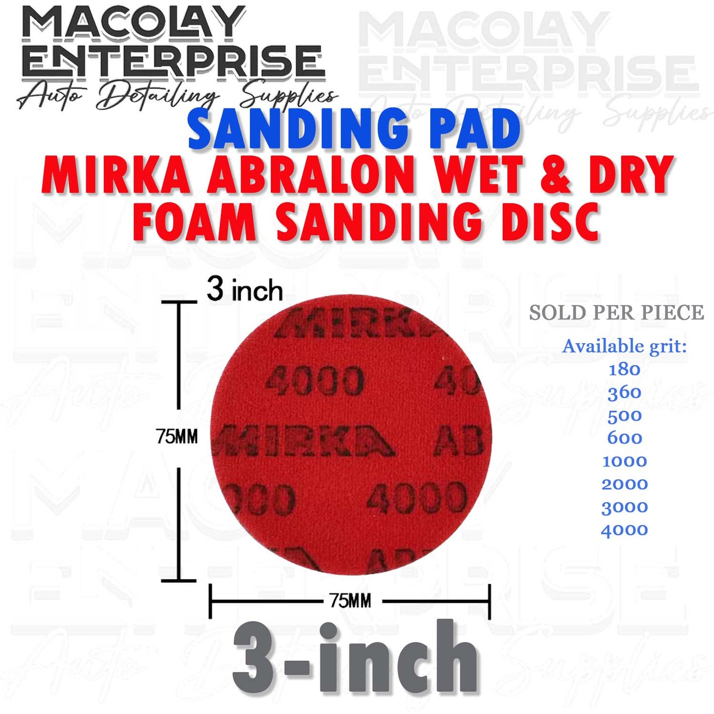 PO-024 Mirka Abralon Velcro Type Wet and Dry Foam Sanding Disc