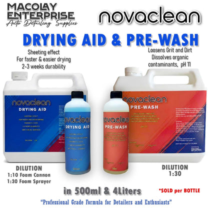 Novaclean PreWash and Drying Aid for Car Wash 500ml or 1 Gallon