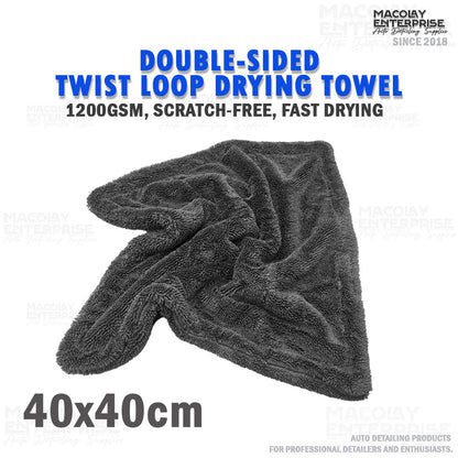Gray Double-Sided 1200gsm Twisted Fiber Car wash Drying Towel