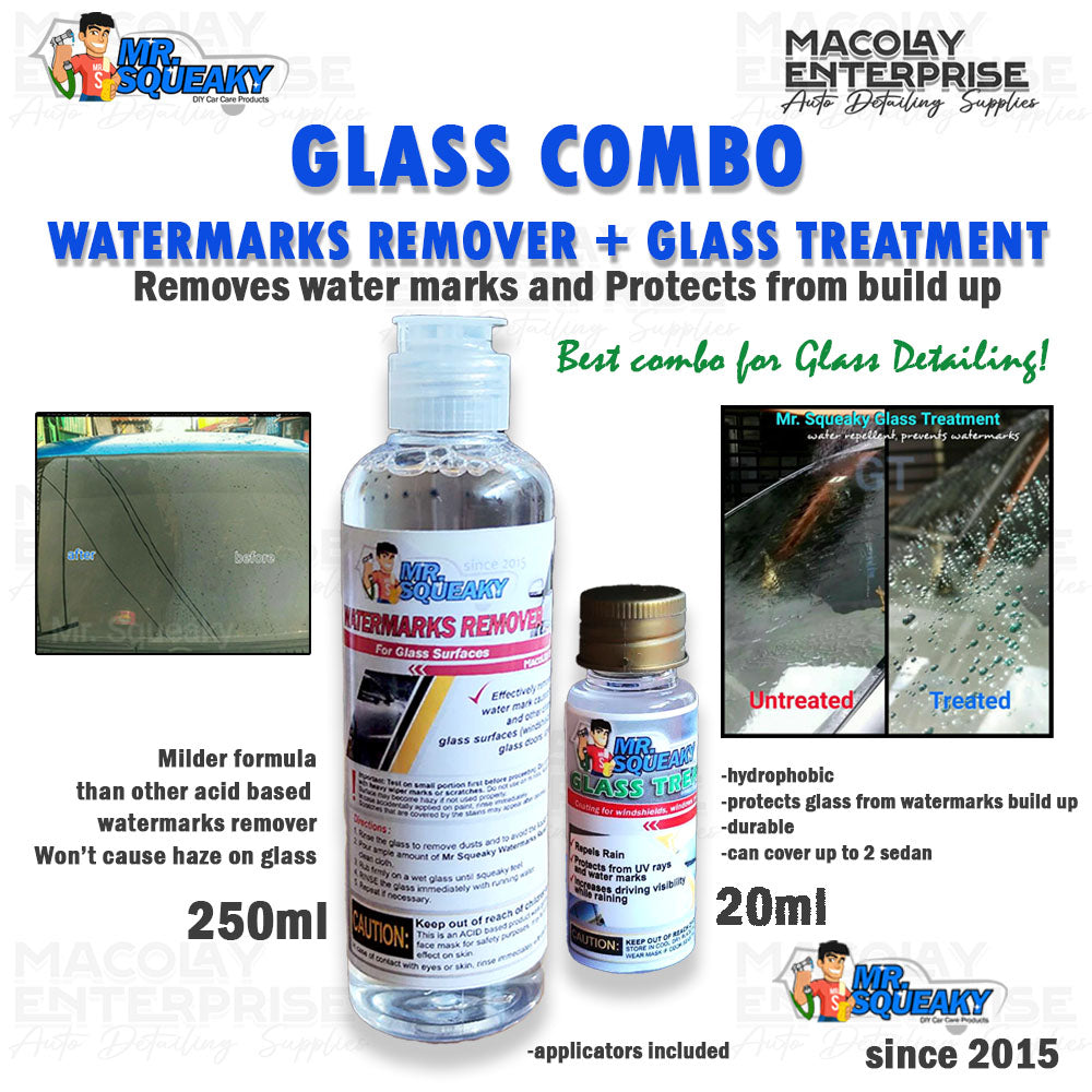 GLASS COMBO Mr. Squeaky Watermarks remover 250ml & Glass Treatment 20ml