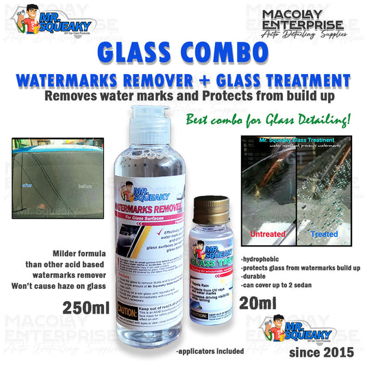 GLASS COMBO Mr. Squeaky Watermarks remover 250ml & Glass Treatment 20ml