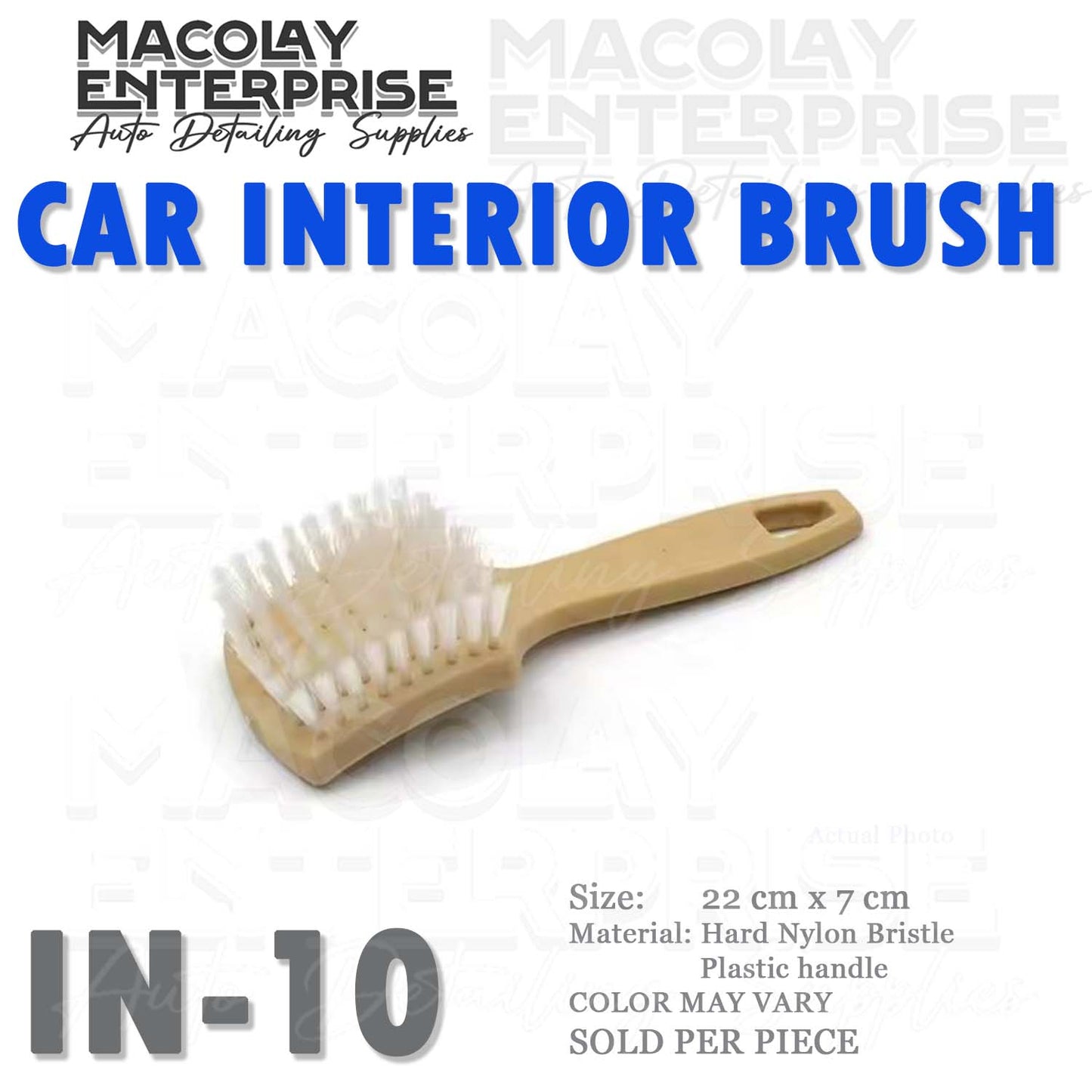 IN-10 Nylon Bristle Ergonomic Handle Car Uphostery Brush