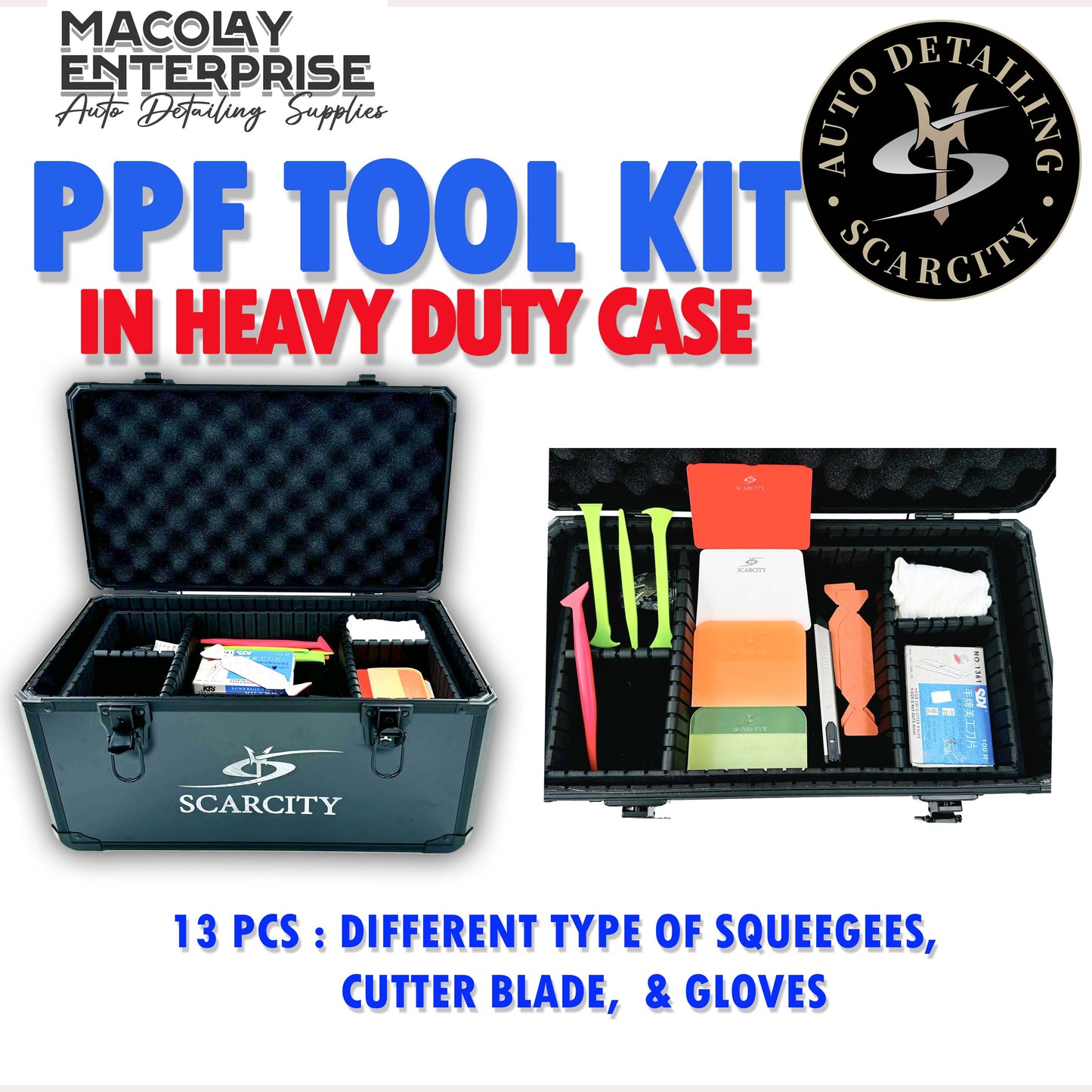 Scarcity Heavy Duty Professional PPF Tool Kit Aluminum Tool Box