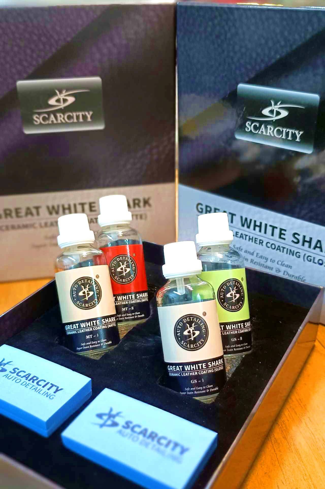 SCARCITY Gloss or Matte Leather Coating Great White Shark 2-Layer Coating Set