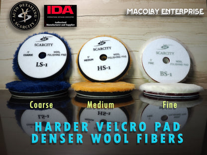 PO-027 SCARCITY 5" Coarse, Medium, or Fine Cut Premium Buffing WOOL Pad