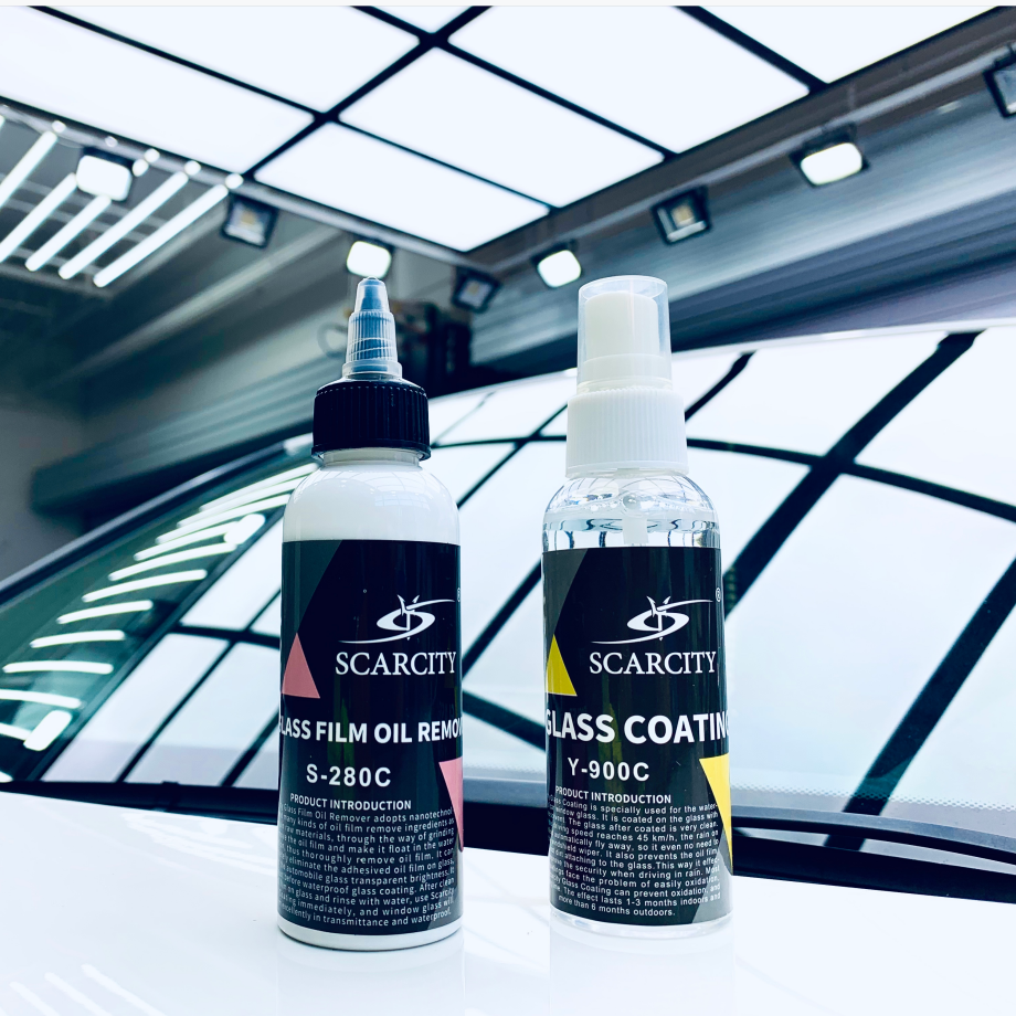 SCARCITY Glass Coating Y-900C and Watermarks Acid Rain Remover S-280C SET