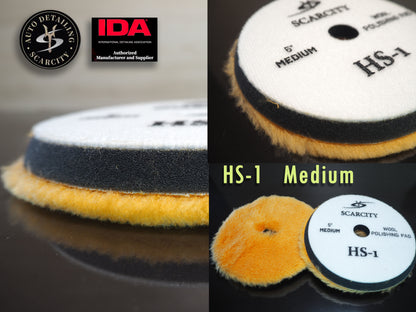 PO-027 SCARCITY 5" Coarse, Medium, or Fine Cut Premium Buffing WOOL Pad