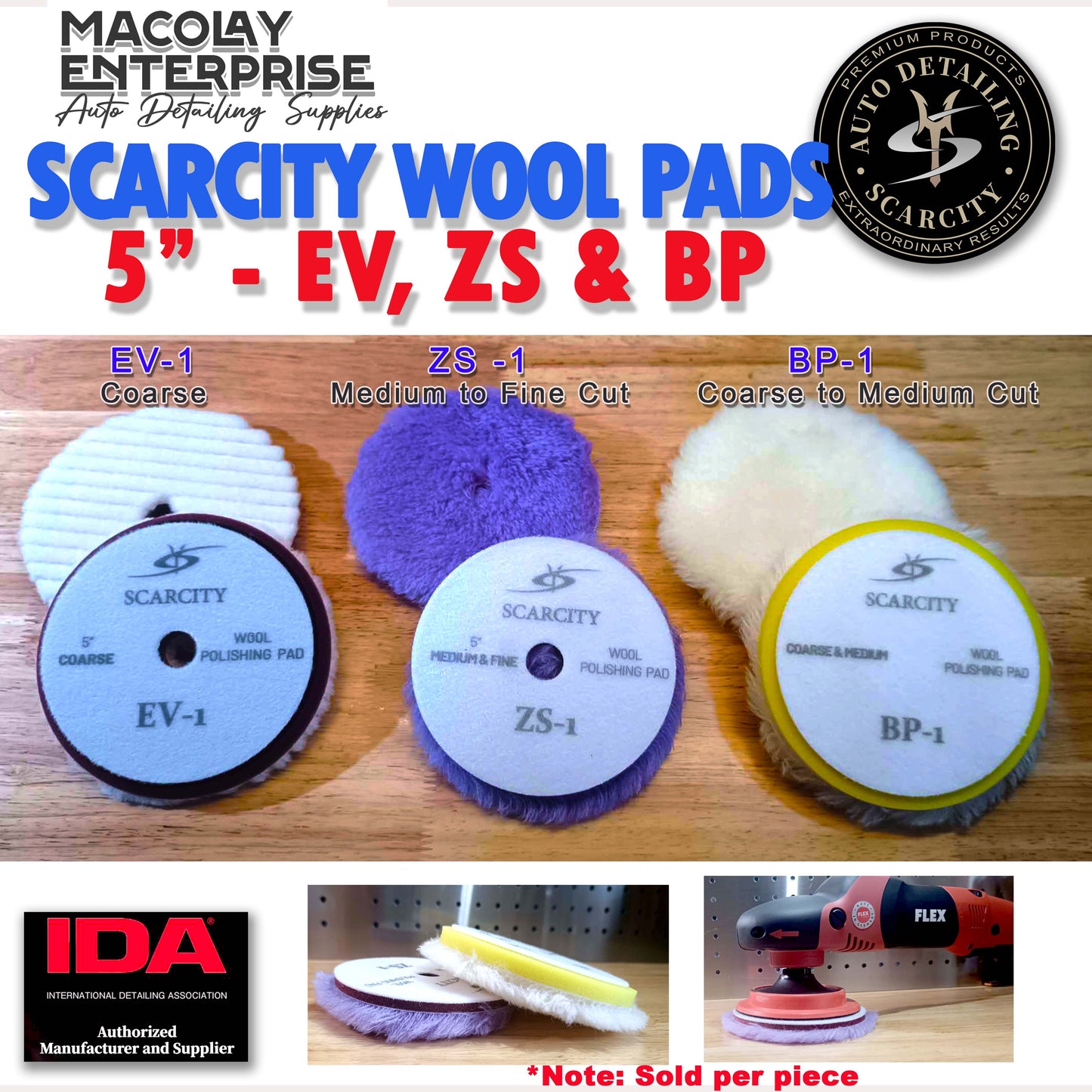 PO-034 Scarcity 5" EV, ZS and BP Premium Buffing WOOL Pad