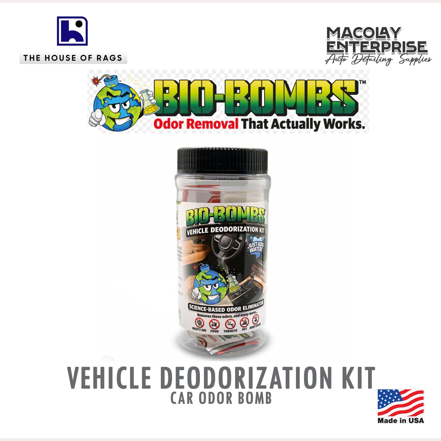 Bio-Bombs Vehicle Deodorization Kit Car Odor Bomb