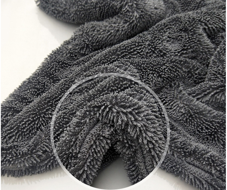Gray Double-Sided Twisted Fiber Car wash Drying Towel