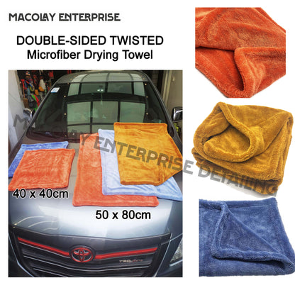 Orange or Blue Double-Sided Twisted Fiber Car Wash Drying Towel