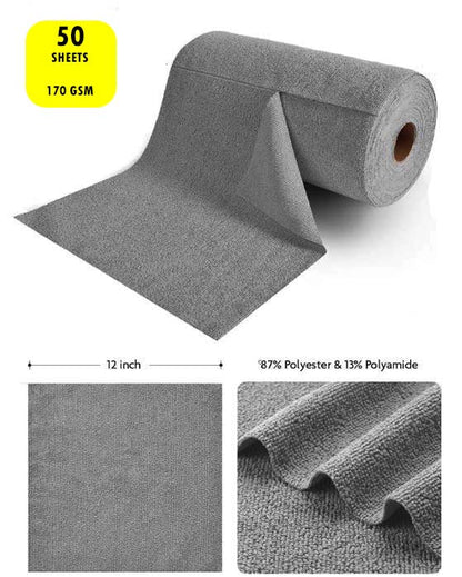 Tear-Away Microfiber Towel 50 Sheets Per Roll Multi Purpose Towel