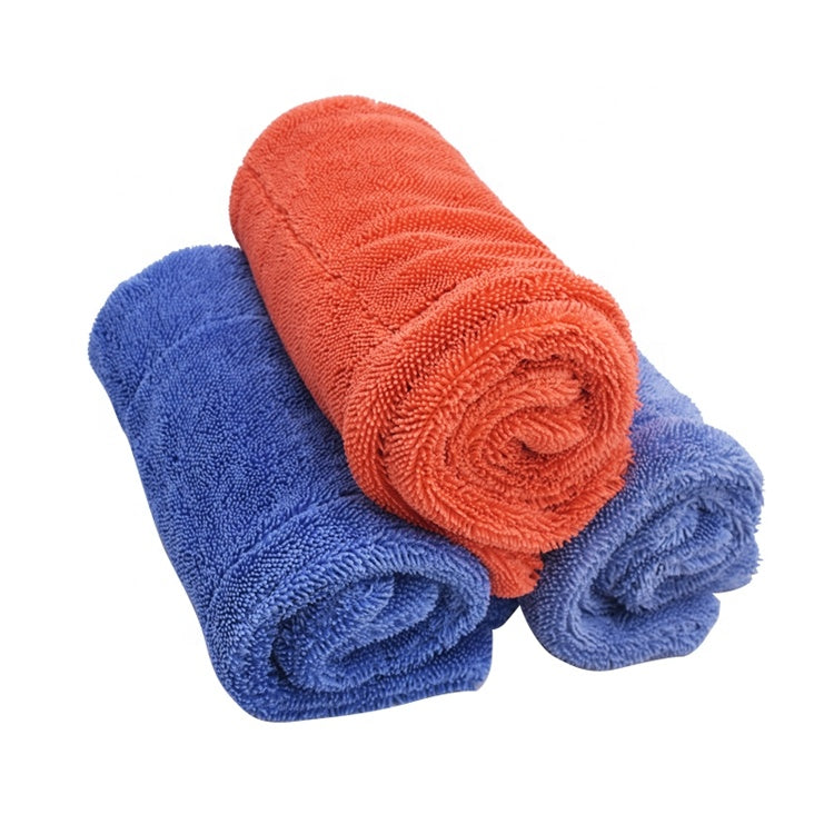 Orange or Blue Double-Sided Twisted Fiber Car Wash Drying Towel